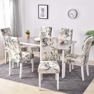 Parsons Chair Protector Floral Stretch Spandex Slipcovers Six Piece Set